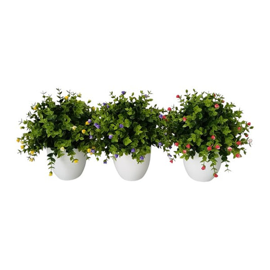 Bonsai Yellow Faux Floral In White Pot 30cm