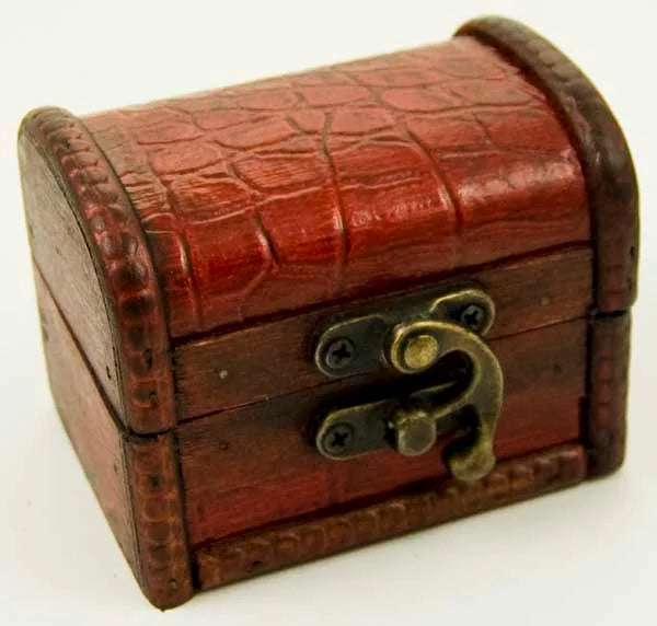 Leather Effect Box Wooden Chest 8X6X6cm