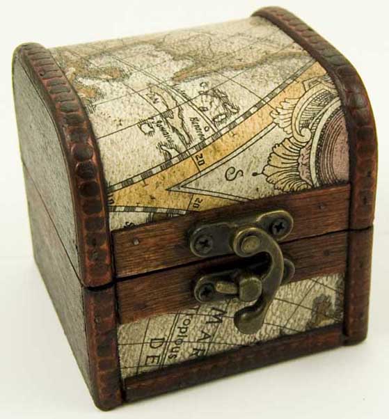 Atlas Square Box Wooden Chest 8X8X8cm