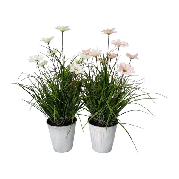 Potted Cosmos Pale Pink Faux Plant 55cm