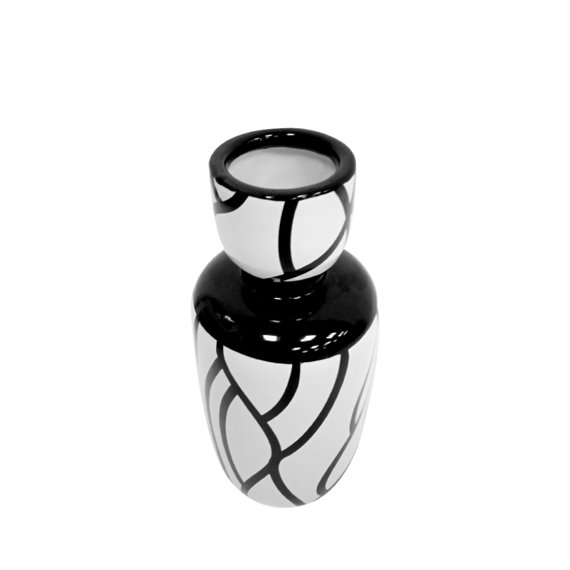 25cm White and Black Ceramic Vase